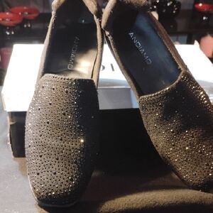 ANDIAMO Women's Black Sparkle Loafers
